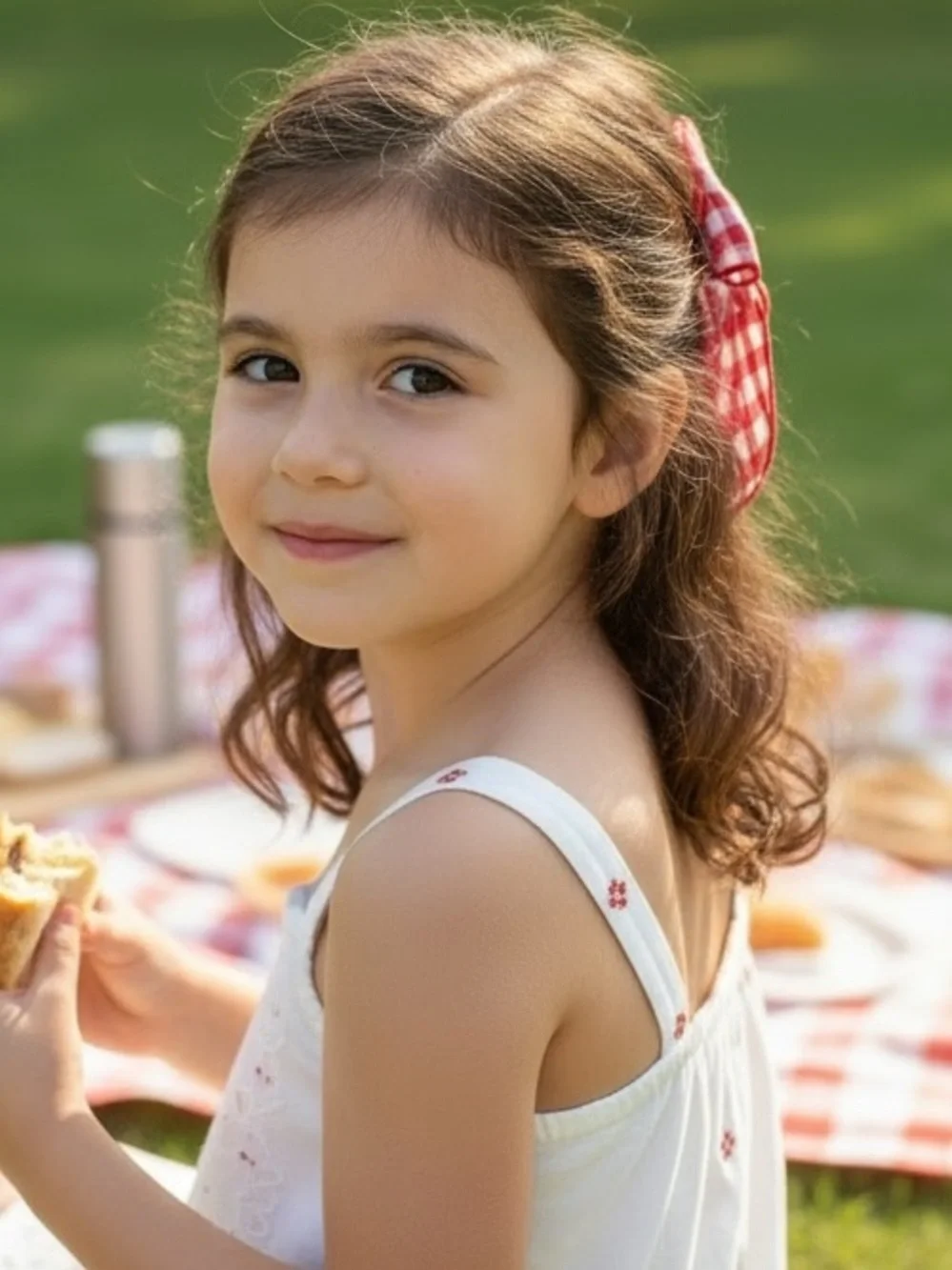 Girls Large Red Gingham Hair Bow - Kids Hair Accessory - Picture 7 of 7